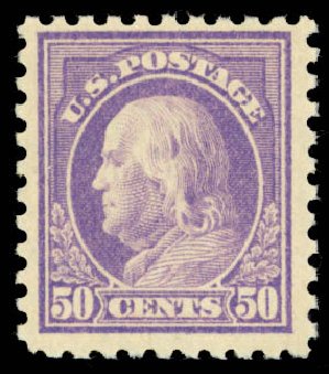 Price of US Stamps Scott Catalog 440 - 50c 1915 Franklin Perf 10. Daniel Kelleher Auctions, Dec 2013, Sale 640, Lot 380