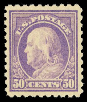 US Stamp Value Scott #440: 1915 50c Franklin Perf 10. Daniel Kelleher Auctions, May 2014, Sale 652, Lot 630