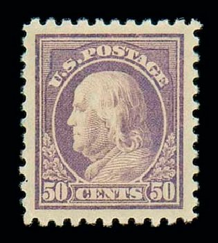 US Stamps Values Scott #440: 50c 1915 Franklin Perf 10. Matthew Bennett International, Dec 2007, Sale 325, Lot 2081