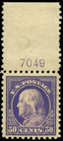 Values of US Stamp Scott #440: 50c 1915 Franklin Perf 10. Harmer-Schau Auction Galleries, Feb 2012, Sale 92, Lot 1151