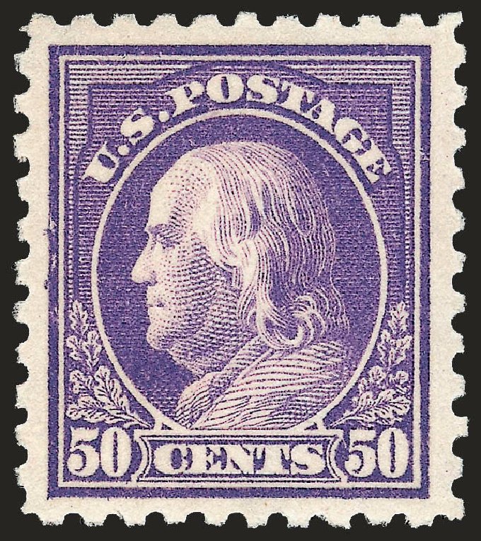 Cost of US Stamp Scott Catalogue # 440 - 50c 1915 Franklin Perf 10. Robert Siegel Auction Galleries, Dec 2008, Sale 967, Lot 4771