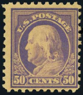 Prices of US Stamp Scott Catalogue 440: 1915 50c Franklin Perf 10. Harmer-Schau Auction Galleries, Oct 2011, Sale 91, Lot 284