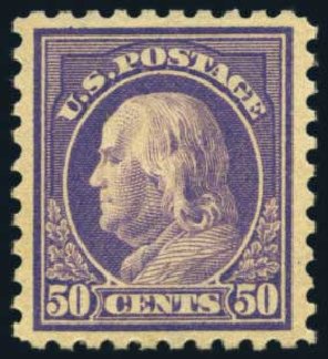 Values of US Stamps Scott Cat. #440: 50c 1915 Franklin Perf 10. Harmer-Schau Auction Galleries, Aug 2012, Sale 94, Lot 1554