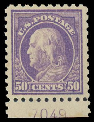 US Stamps Price Scott Cat. 440 - 1915 50c Franklin Perf 10. Daniel Kelleher Auctions, Jun 2012, Sale 630, Lot 1844