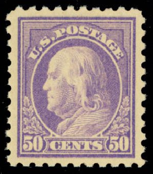 US Stamps Values Scott #440: 50c 1915 Franklin Perf 10. Daniel Kelleher Auctions, Oct 2014, Sale 660, Lot 2374
