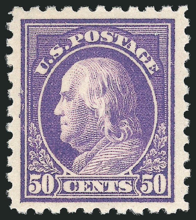 US Stamp Values Scott Catalogue 440 - 50c 1915 Franklin Perf 10. Robert Siegel Auction Galleries, Nov 2013, Sale 1061, Lot 3914