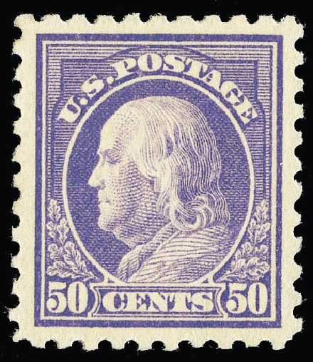 Cost of US Stamp Scott # 440 - 1915 50c Franklin Perf 10. Matthew Bennett International, Sep 2012, Sale 346, Lot 835