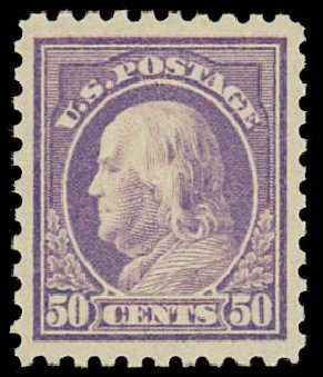 Cost of US Stamps Scott Catalog #440 - 1915 50c Franklin Perf 10. Daniel Kelleher Auctions, Jul 2011, Sale 625, Lot 975
