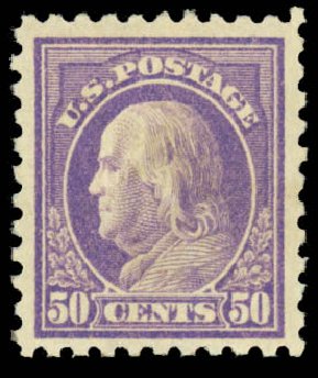 Values of US Stamps Scott Cat. #440: 50c 1915 Franklin Perf 10. Daniel Kelleher Auctions, Mar 2014, Sale 650, Lot 2635