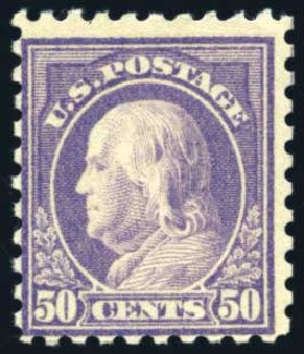 US Stamps Value Scott Catalog #440: 1915 50c Franklin Perf 10. Harmer-Schau Auction Galleries, Jul 2010, Sale 86, Lot 532