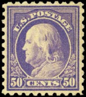 Prices of US Stamp Scott Catalogue 440: 1915 50c Franklin Perf 10. Harmer-Schau Auction Galleries, Feb 2012, Sale 92, Lot 1152