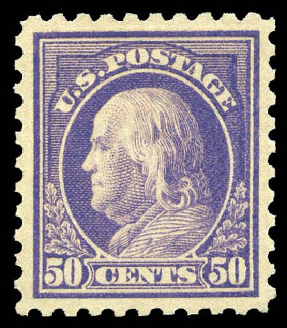 Cost of US Stamp Scott Cat. # 440 - 1915 50c Franklin Perf 10. Matthew Bennett International, Mar 2011, Sale 336, Lot 1306