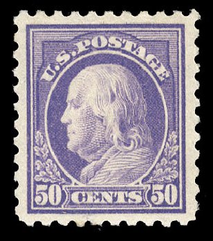 US Stamps Value Scott Catalogue 440 - 1915 50c Franklin Perf 10. Cherrystone Auctions, Apr 2009, Sale 200904, Lot 86