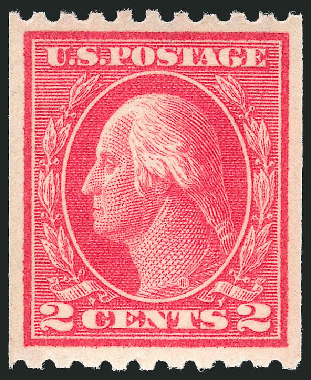 US Stamps Values Scott #442 - 2c 1914 Washington Coil Perf 10 Horizontally. Robert Siegel Auction Galleries, Sep 2009, Sale 968B, Lot 562
