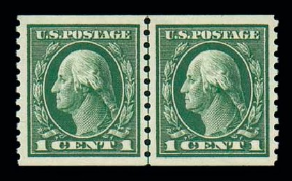Prices of US Stamps Scott # 443 - 1c 1914 Washington Coil Perf 10 Vertically. Matthew Bennett International, Jun 2007, Sale 319, Lot 1448