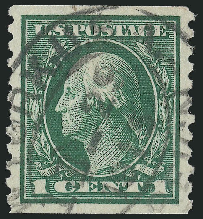 US Stamps Value Scott Catalogue #443 - 1914 1c Washington Coil Perf 10 Vertically. Robert Siegel Auction Galleries, Jun 2011, Sale 1011, Lot 739