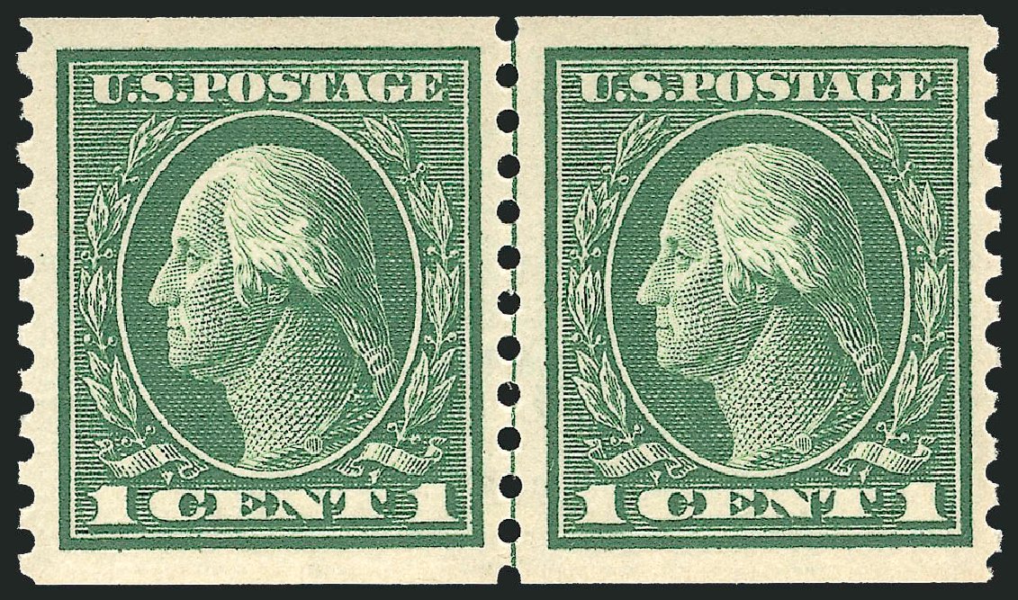 US Stamps Value Scott Catalog 443 - 1c 1914 Washington Coil Perf 10 Vertically. Robert Siegel Auction Galleries, Dec 2009, Sale 982, Lot 5829