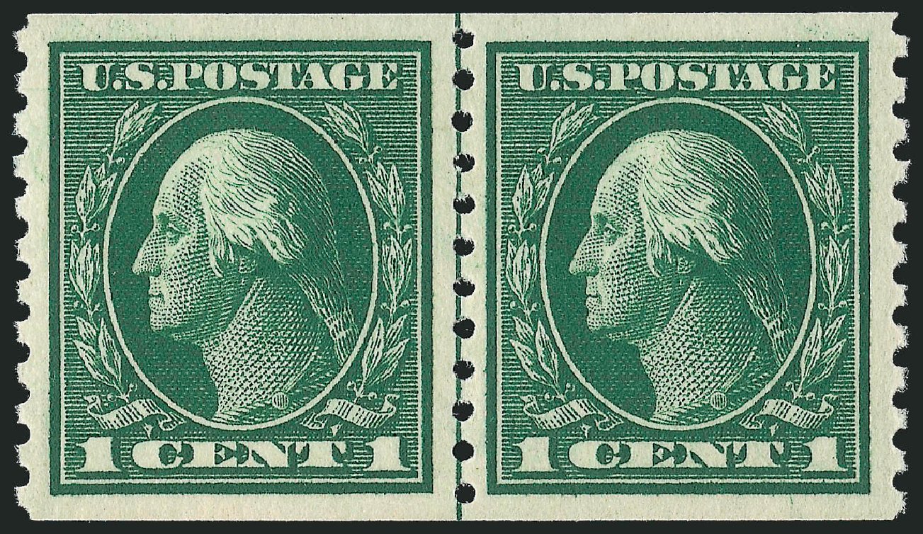 Prices of US Stamp Scott Catalogue 443 - 1c 1914 Washington Coil Perf 10 Vertically. Robert Siegel Auction Galleries, Oct 2011, Sale 1013, Lot 420