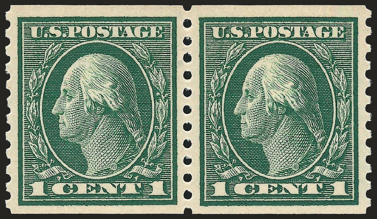 US Stamps Prices Scott Catalogue #443: 1c 1914 Washington Coil Perf 10 Vertically. Robert Siegel Auction Galleries, Sep 2009, Sale 968B, Lot 564
