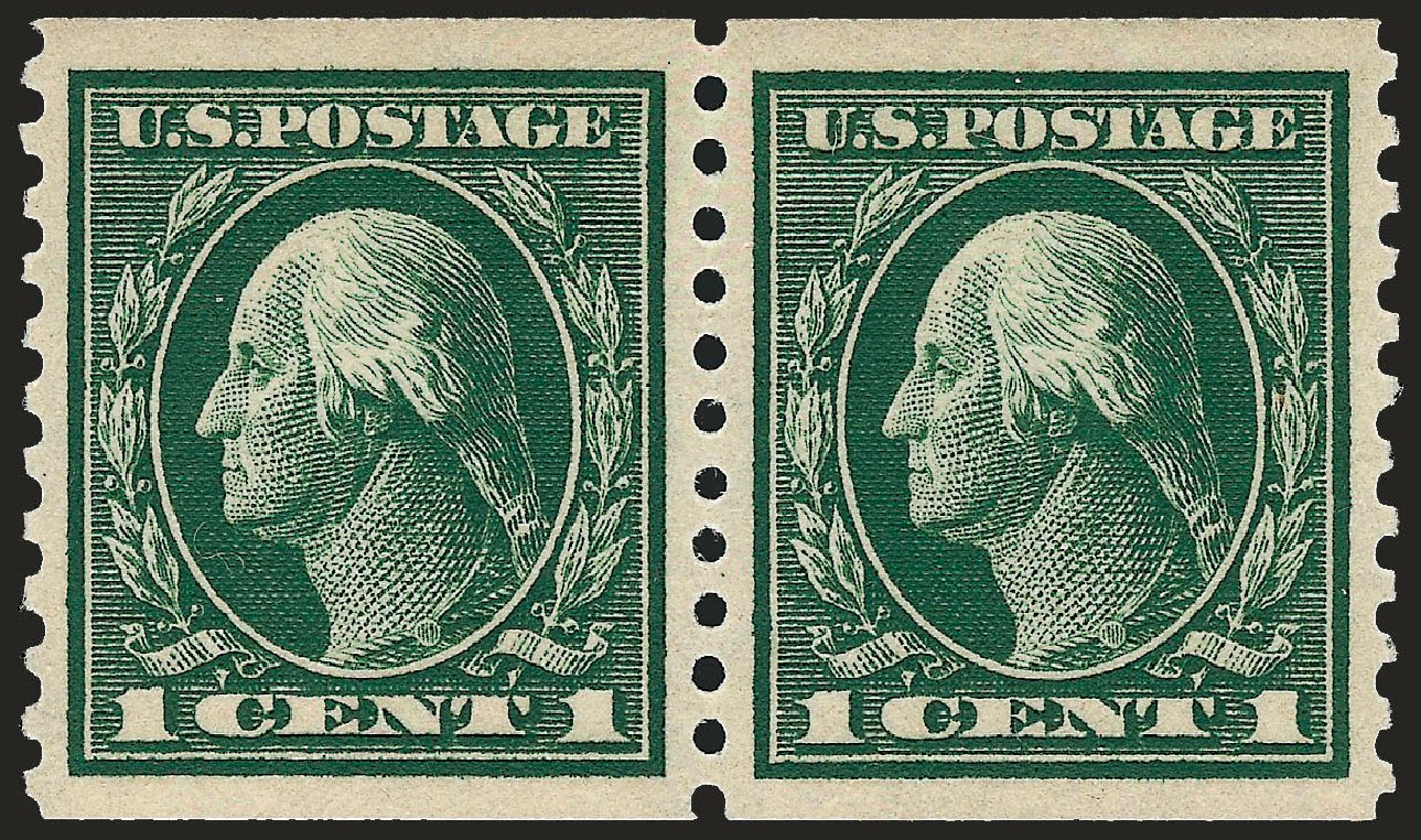 Cost of US Stamp Scott Cat. 443 - 1914 1c Washington Coil Perf 10 Vertically. Robert Siegel Auction Galleries, Dec 2008, Sale 967, Lot 4775