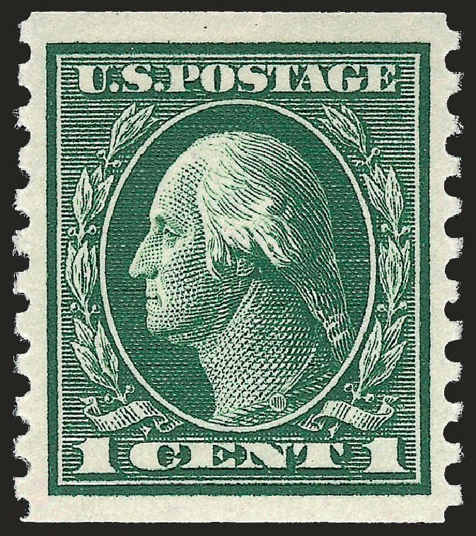 Cost of US Stamps Scott # 443 - 1c 1914 Washington Coil Perf 10 Vertically. Robert Siegel Auction Galleries, Sep 2009, Sale 968B, Lot 565