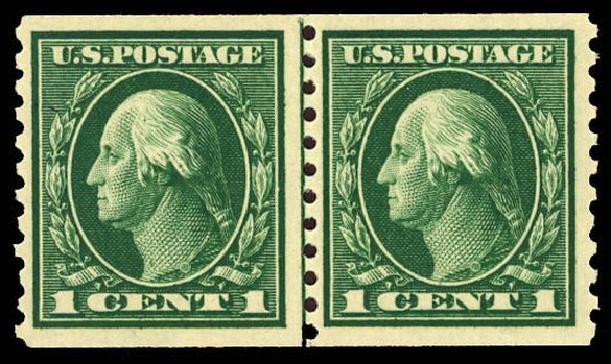 US Stamps Price Scott Catalogue # 443 - 1c 1914 Washington Coil Perf 10 Vertically. Daniel Kelleher Auctions, Apr 2013, Sale 636, Lot 353