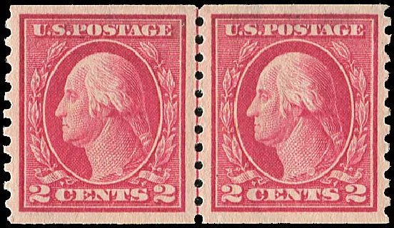 US Stamps Prices Scott Catalogue #444: 1914 2c Washington Coil Perf 10 Vertically. Regency-Superior, Jan 2015, Sale 109, Lot 1227