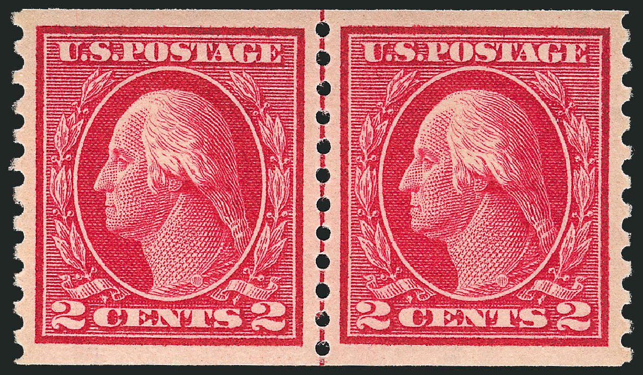 Cost of US Stamps Scott # 444 - 1914 2c Washington Coil Perf 10 Vertically. Robert Siegel Auction Galleries, Dec 2013, Sale 1062, Lot 627