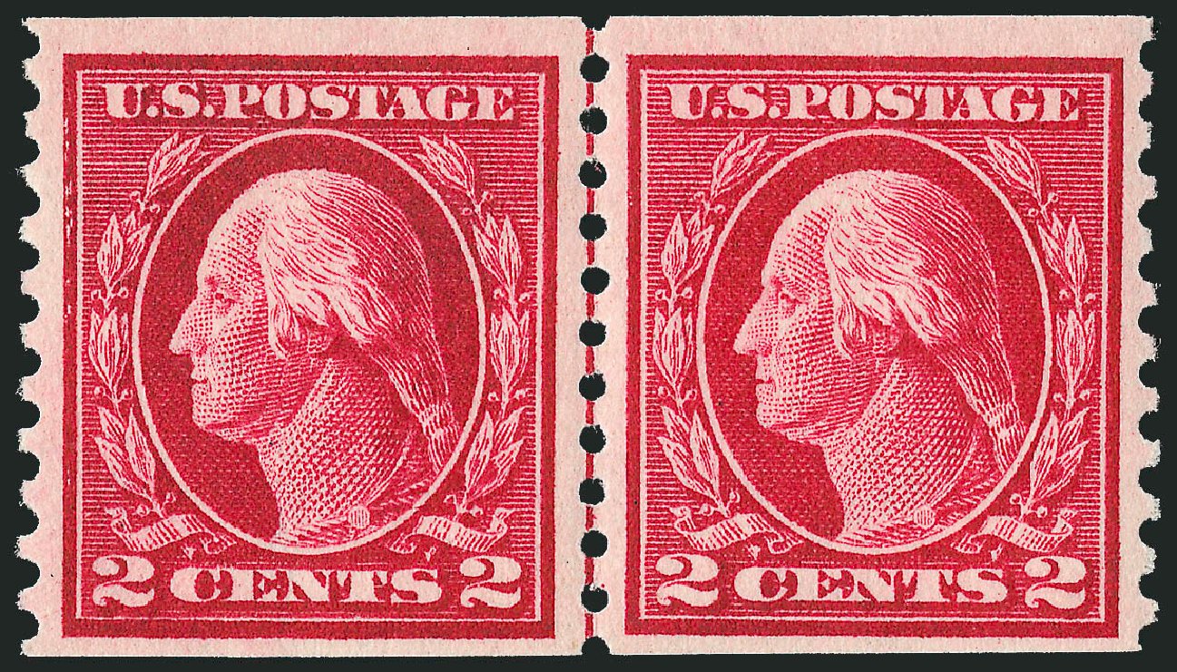 US Stamps Values Scott Cat. 444: 2c 1914 Washington Coil Perf 10 Vertically. Robert Siegel Auction Galleries, Sep 2008, Sale 962, Lot 2727