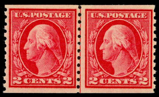 Prices of US Stamp Scott Catalogue 444 - 2c 1914 Washington Coil Perf 10 Vertically. Daniel Kelleher Auctions, May 2014, Sale 652, Lot 638