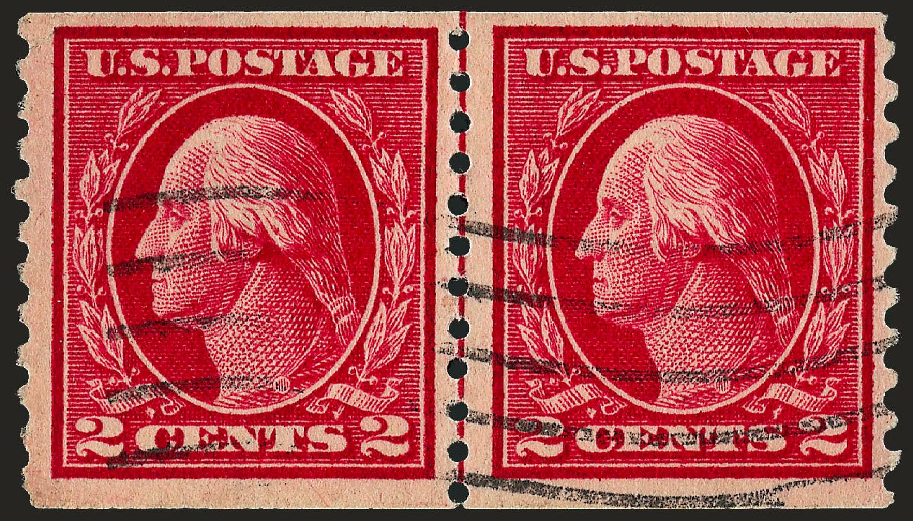 US Stamps Value Scott Cat. #444: 2c 1914 Washington Coil Perf 10 Vertically. Robert Siegel Auction Galleries, Sep 2008, Sale 962, Lot 2728