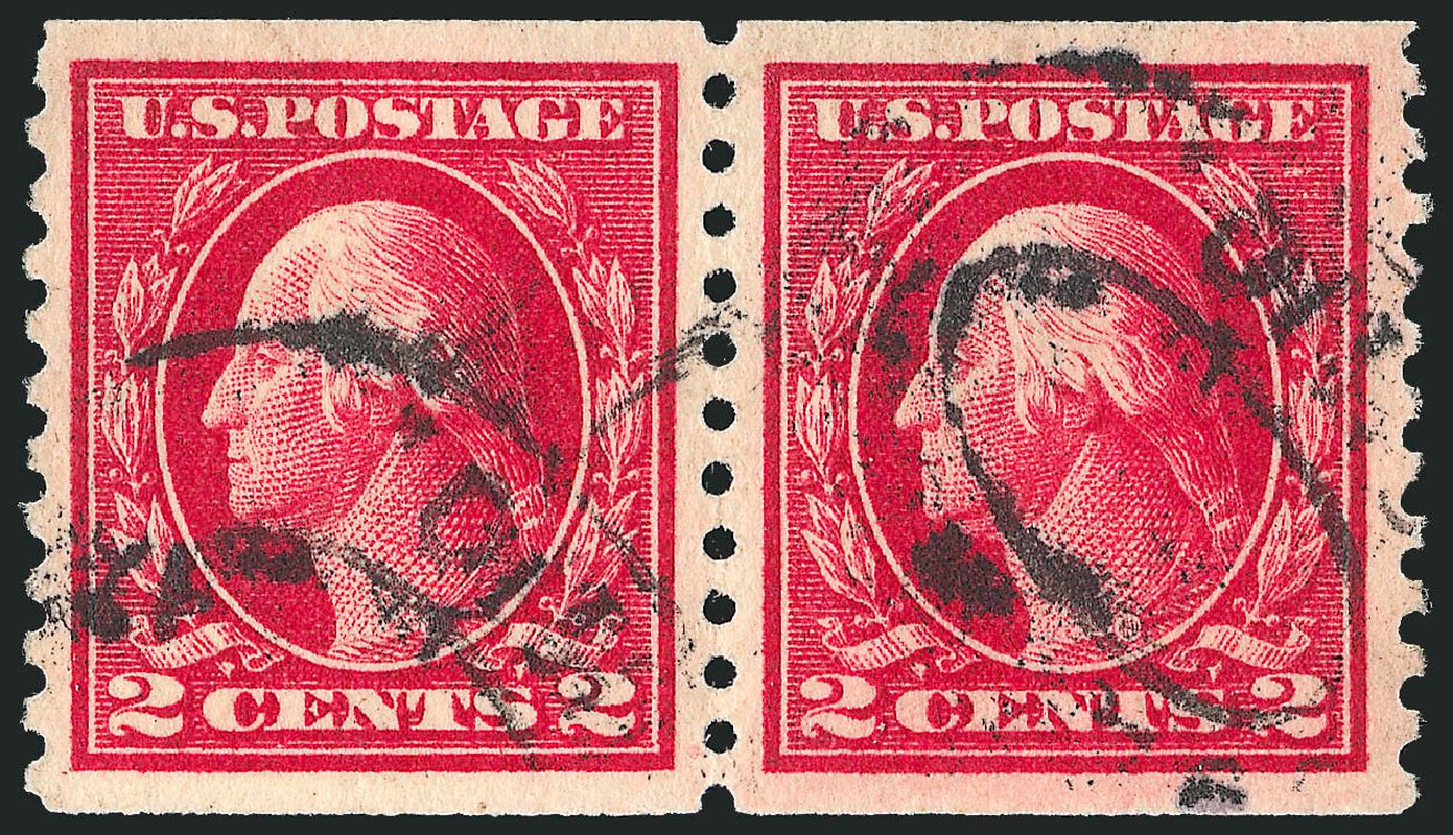 US Stamps Value Scott Catalog #444: 1914 2c Washington Coil Perf 10 Vertically. Robert Siegel Auction Galleries, Dec 2008, Sale 967, Lot 4778