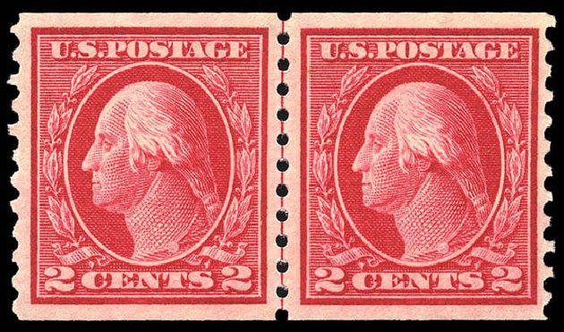 US Stamps Price Scott Catalogue 444: 1914 2c Washington Coil Perf 10 Vertically. Matthew Bennett International, May 2014, Sale 350, Lot 589