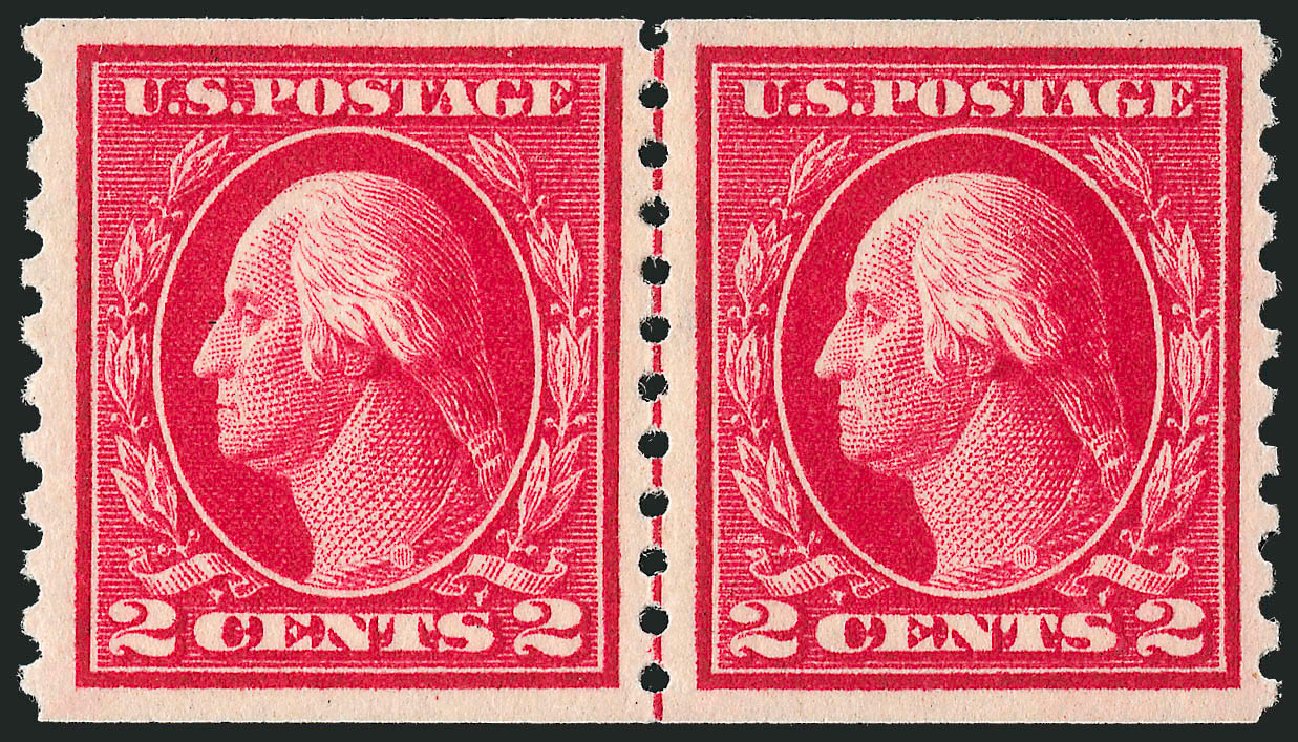 Value of US Stamp Scott Cat. #444: 1914 2c Washington Coil Perf 10 Vertically. Robert Siegel Auction Galleries, Oct 2011, Sale 1013, Lot 421