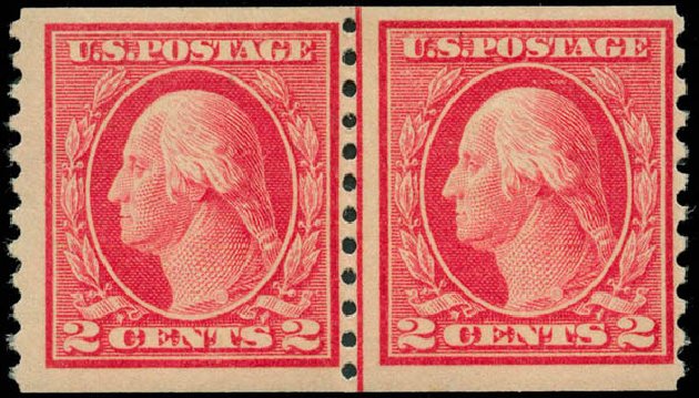 Cost of US Stamp Scott Catalogue #444 - 1914 2c Washington Coil Perf 10 Vertically. Matthew Bennett International, Jun 2008, Sale 328, Lot 966