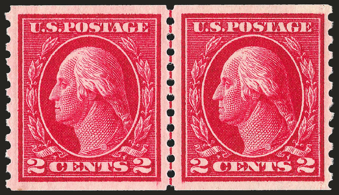 Price of US Stamp Scott Catalog 444 - 1914 2c Washington Coil Perf 10 Vertically. Robert Siegel Auction Galleries, Dec 2008, Sale 967, Lot 4776