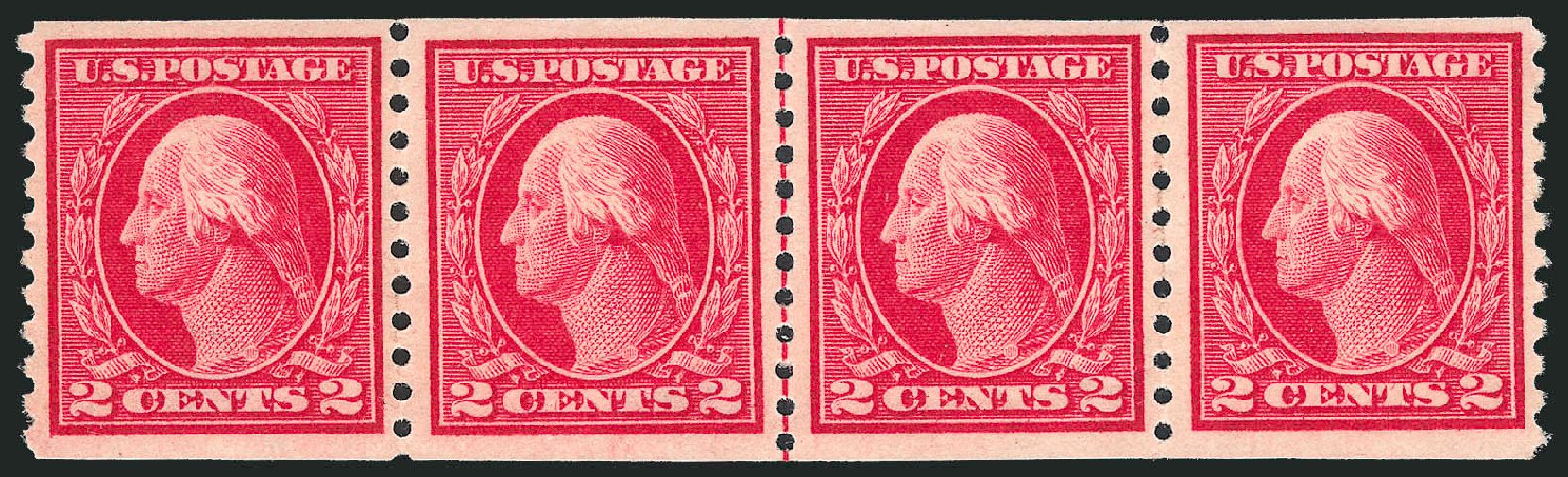 US Stamp Value Scott Cat. # 444: 2c 1914 Washington Coil Perf 10 Vertically. Robert Siegel Auction Galleries, Oct 2010, Sale 997, Lot 5996