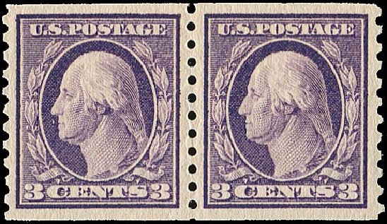 Value of US Stamps Scott #445 - 3c 1914 Washington Coil Perf 10 Vertically. Regency-Superior, Nov 2014, Sale 108, Lot 837