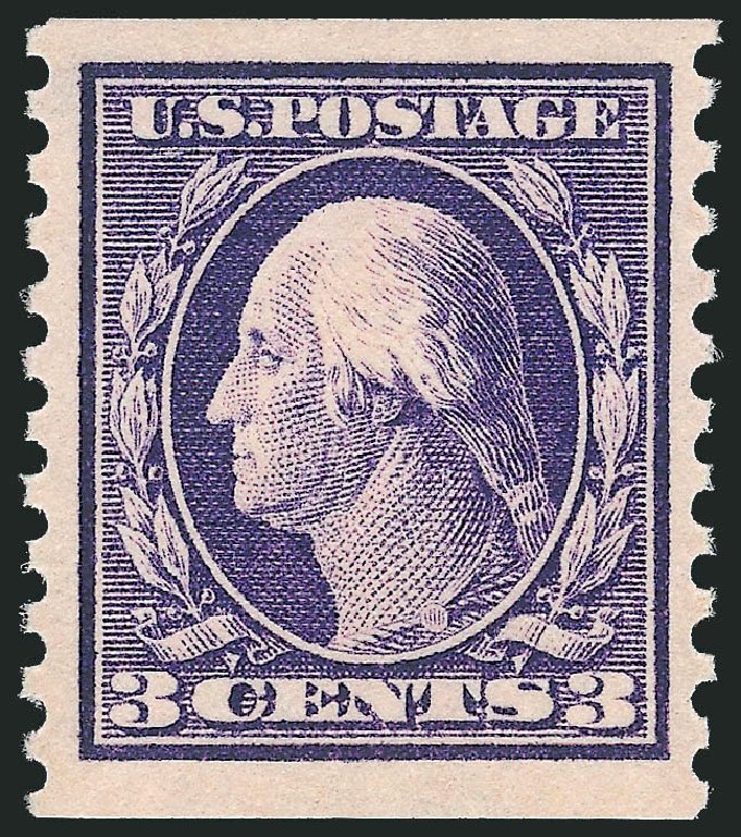 Costs of US Stamp Scott Catalog #445 - 1914 3c Washington Coil Perf 10 Vertically. Robert Siegel Auction Galleries, Nov 2012, Sale 1034, Lot 417