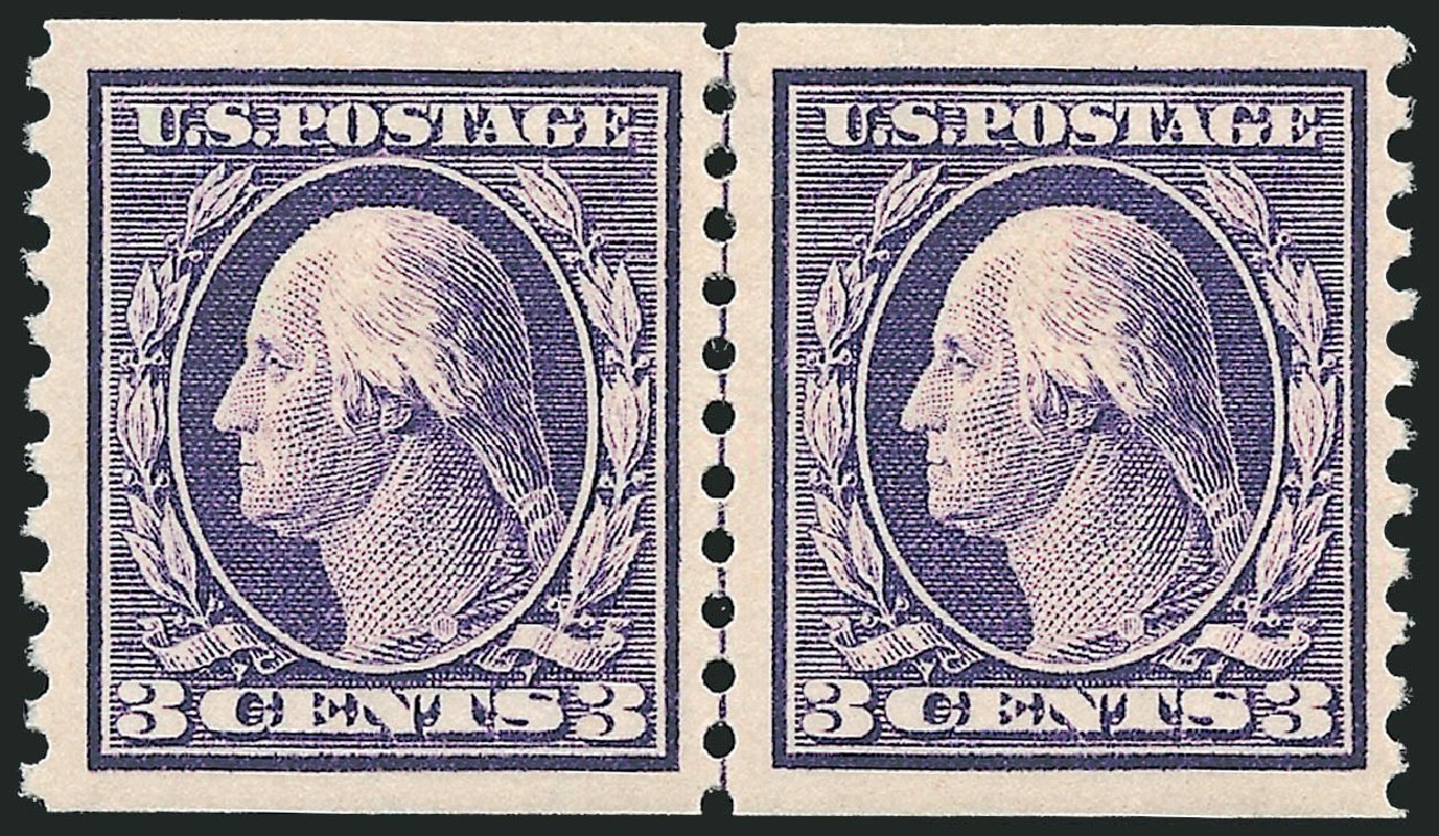 Cost of US Stamps Scott Cat. # 445 - 1914 3c Washington Coil Perf 10 Vertically. Robert Siegel Auction Galleries, Oct 2010, Sale 997, Lot 5997