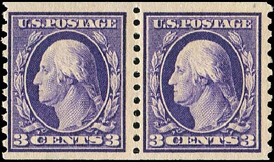 US Stamps Prices Scott Catalog 445 - 3c 1914 Washington Coil Perf 10 Vertically. Regency-Superior, Nov 2014, Sale 108, Lot 838