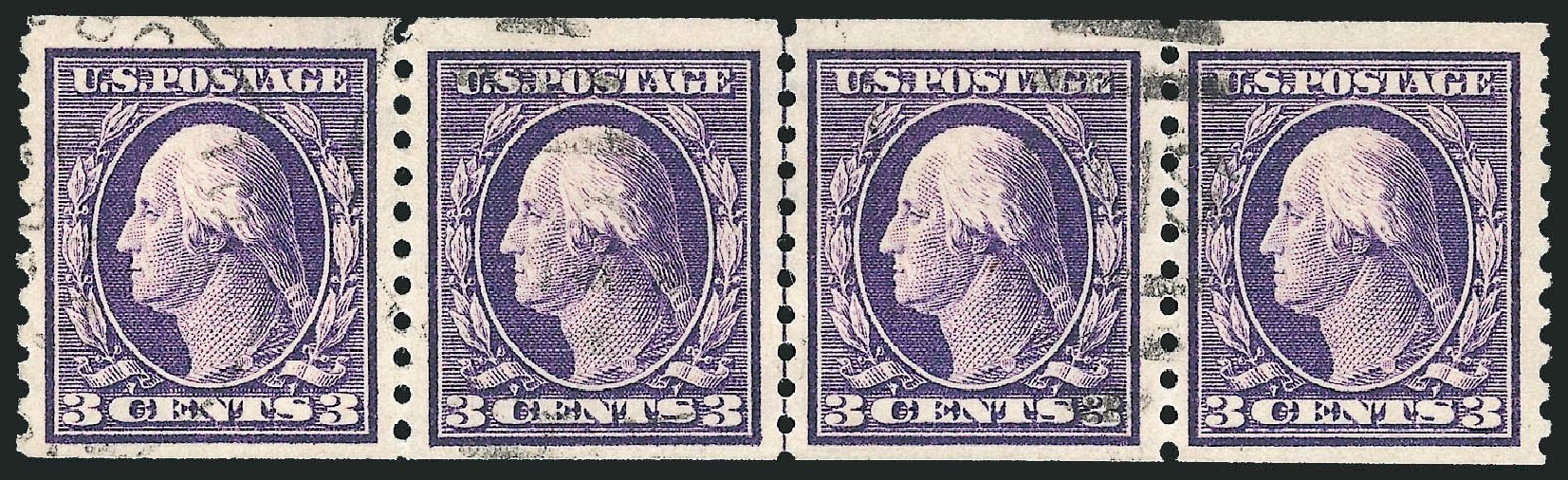 Values of US Stamps Scott Cat. # 445: 1914 3c Washington Coil Perf 10 Vertically. Robert Siegel Auction Galleries, Feb 2015, Sale 1093, Lot 329