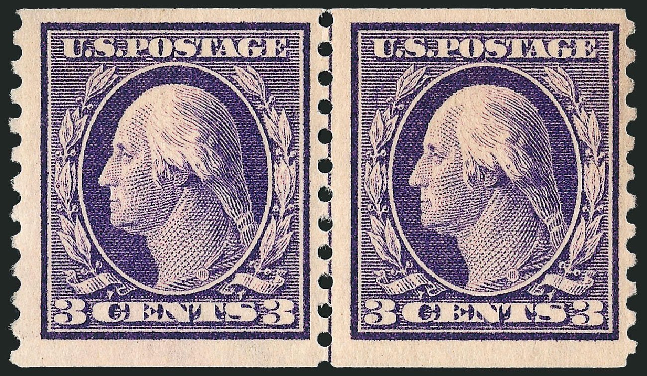 US Stamps Price Scott #445: 3c 1914 Washington Coil Perf 10 Vertically. Robert Siegel Auction Galleries, Sep 2008, Sale 962, Lot 2729