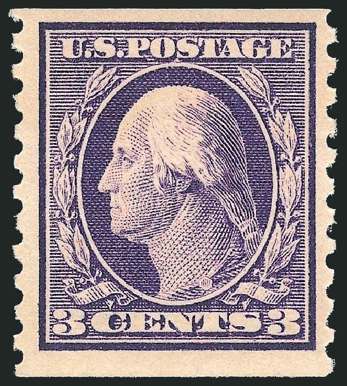 US Stamps Price Scott Cat. #445: 3c 1914 Washington Coil Perf 10 Vertically. Robert Siegel Auction Galleries, Mar 2012, Sale 1019, Lot 820