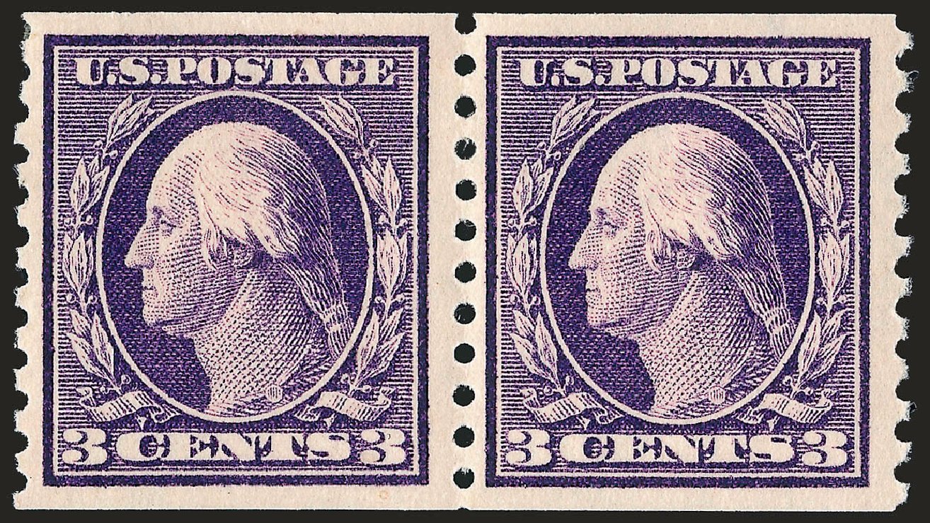 US Stamp Prices Scott #445 - 3c 1914 Washington Coil Perf 10 Vertically. Robert Siegel Auction Galleries, Sep 2008, Sale 962, Lot 2730