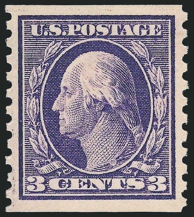 US Stamps Price Scott Catalog # 445 - 1914 3c Washington Coil Perf 10 Vertically. Robert Siegel Auction Galleries, Jun 2009, Sale 975, Lot 1870