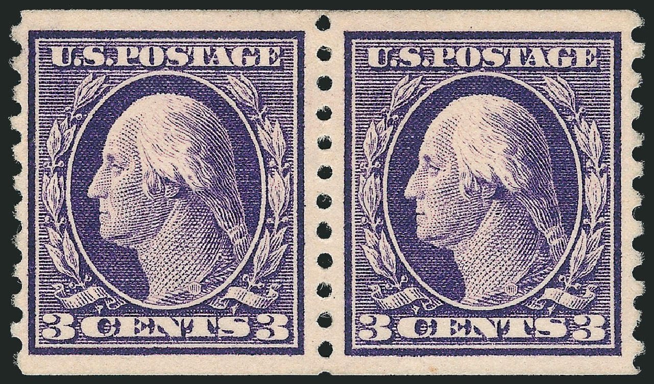 US Stamps Price Scott Catalogue #445 - 1914 3c Washington Coil Perf 10 Vertically. Robert Siegel Auction Galleries, Oct 2010, Sale 997, Lot 6000