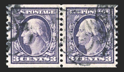 Costs of US Stamp Scott Cat. # 445 - 3c 1914 Washington Coil Perf 10 Vertically. Spink Shreves Galleries, Mar 2013, Sale 142, Lot 360