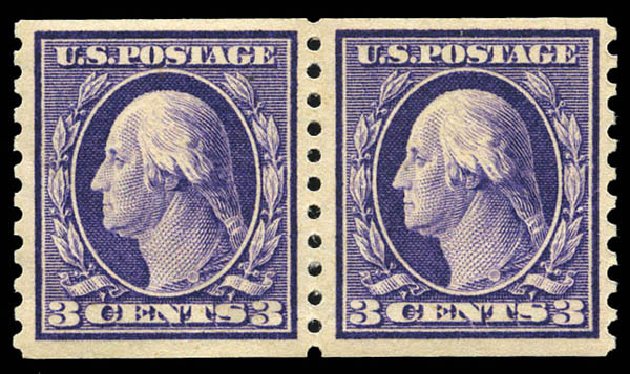 Prices of US Stamp Scott Cat. #445: 3c 1914 Washington Coil Perf 10 Vertically. Matthew Bennett International, Mar 2011, Sale 337, Lot 2921