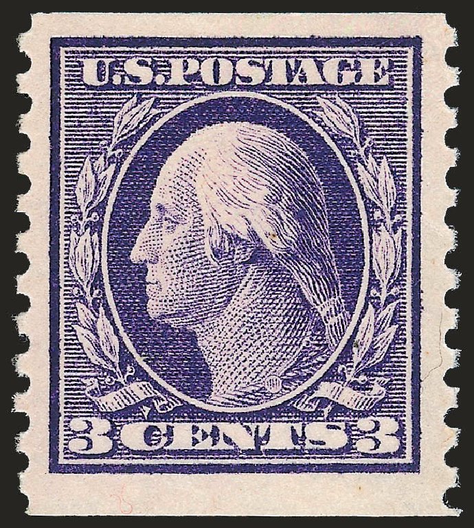 Prices of US Stamp Scott #445 - 1914 3c Washington Coil Perf 10 Vertically. Robert Siegel Auction Galleries, Sep 2009, Sale 968B, Lot 571